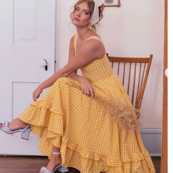 JessaKae Yellow Gingham Dress - Picture 3 of 9